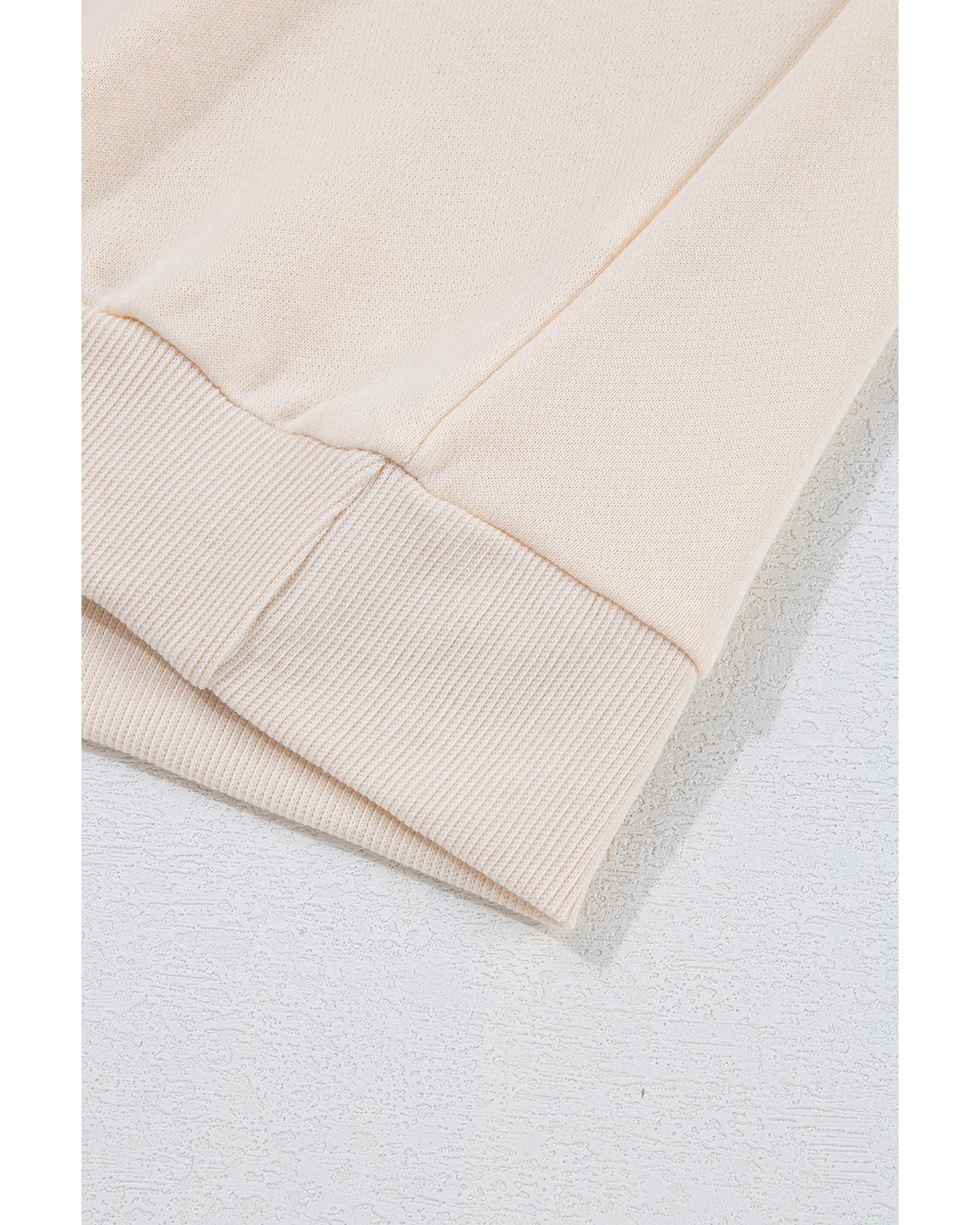 Beige Pom - Pom Christmas Tree Pattern O Neck Sweatshirt - L - casaculinary