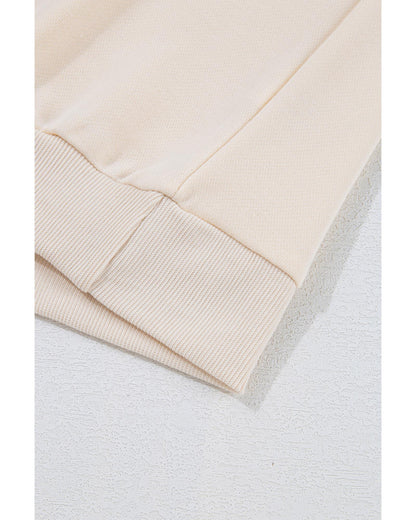 Beige Pom - Pom Christmas Tree Pattern O Neck Sweatshirt - L - casaculinary