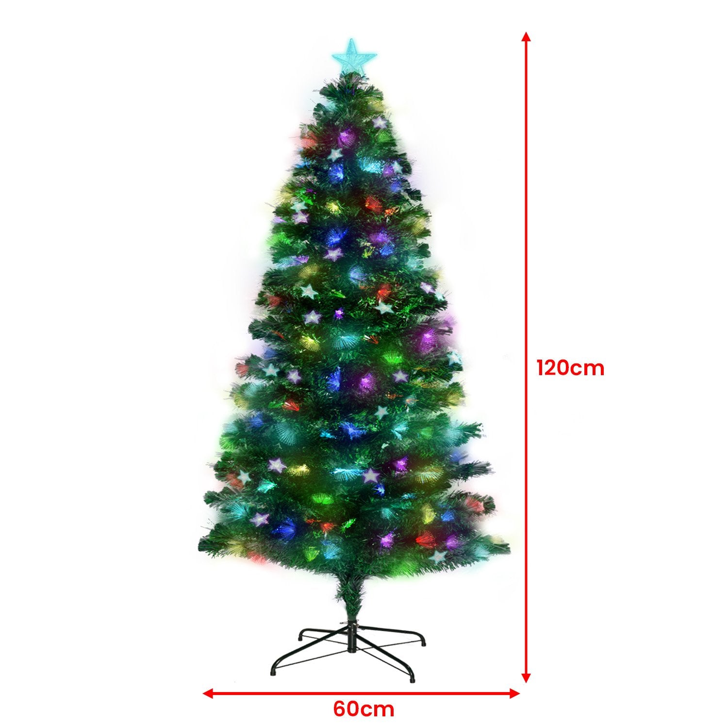 Christabelle 1.2m Enchanted Pre Lit Fibre Optic Christmas Tree Stars Xmas Decor - casaculinary