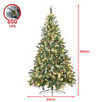 Christabelle 1.5m Pre Lit LED Christmas Tree Decor with Pine Cones Xmas Decorations 