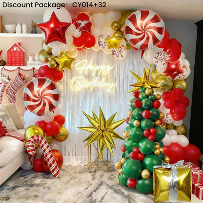 Christmas Balloon Bundle: 2 Themed Kits (Arch + Tree) - Aluminum Foil & Latex Balloons - casaculinary