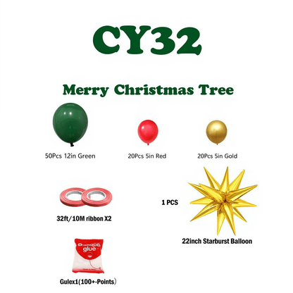 Christmas Balloon Bundle: 2 Themed Kits (Arch + Tree) - Aluminum Foil & Latex Balloons - casaculinary