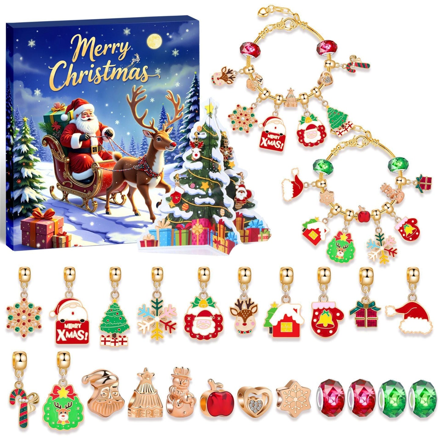 Christmas DIY Jewelry & Craft Advent Calendar( YD - 08,20*17*1.3cm) - casaculinary