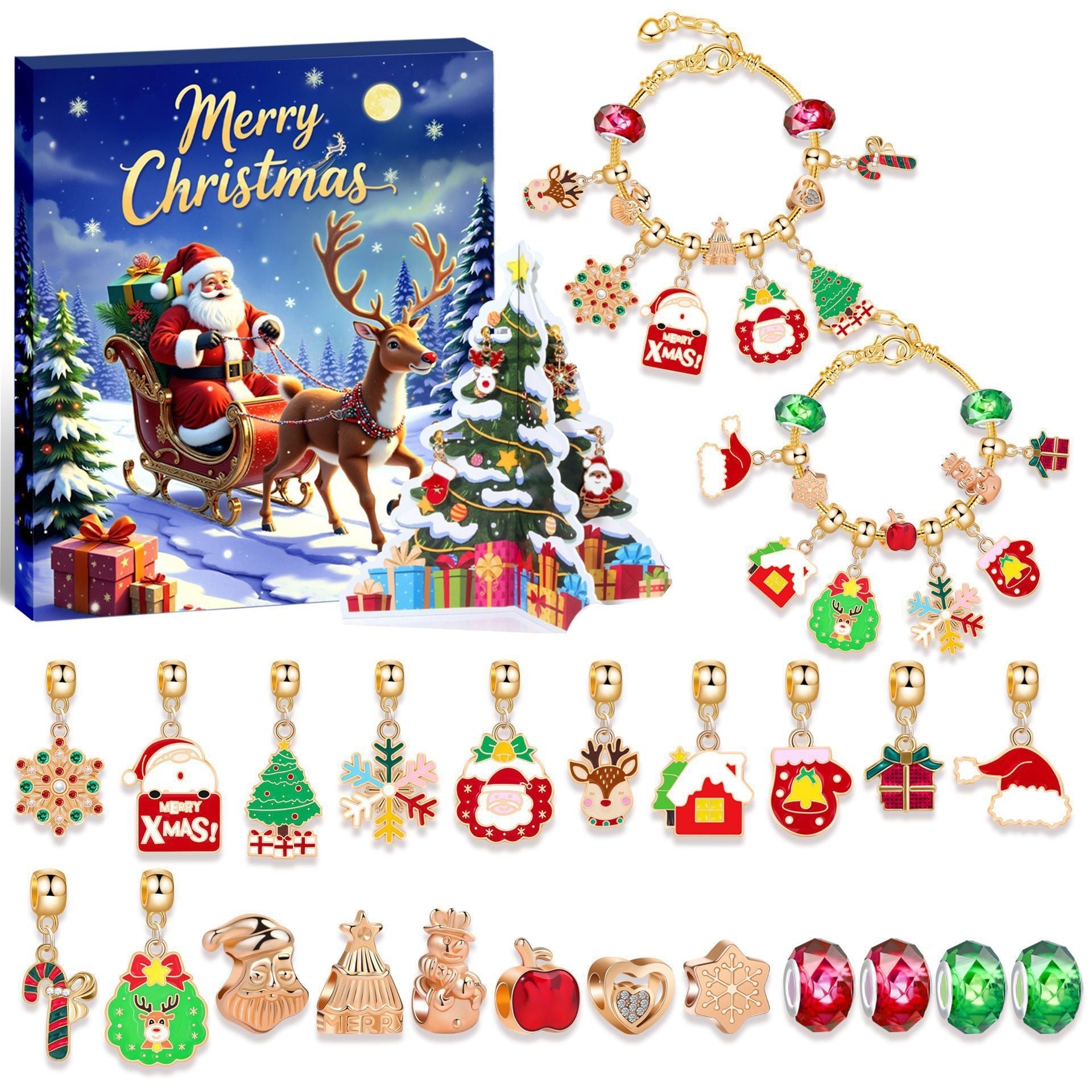 Christmas DIY Jewelry & Craft Advent Calendar( YD - 08,20*17*1.3cm) - casaculinary