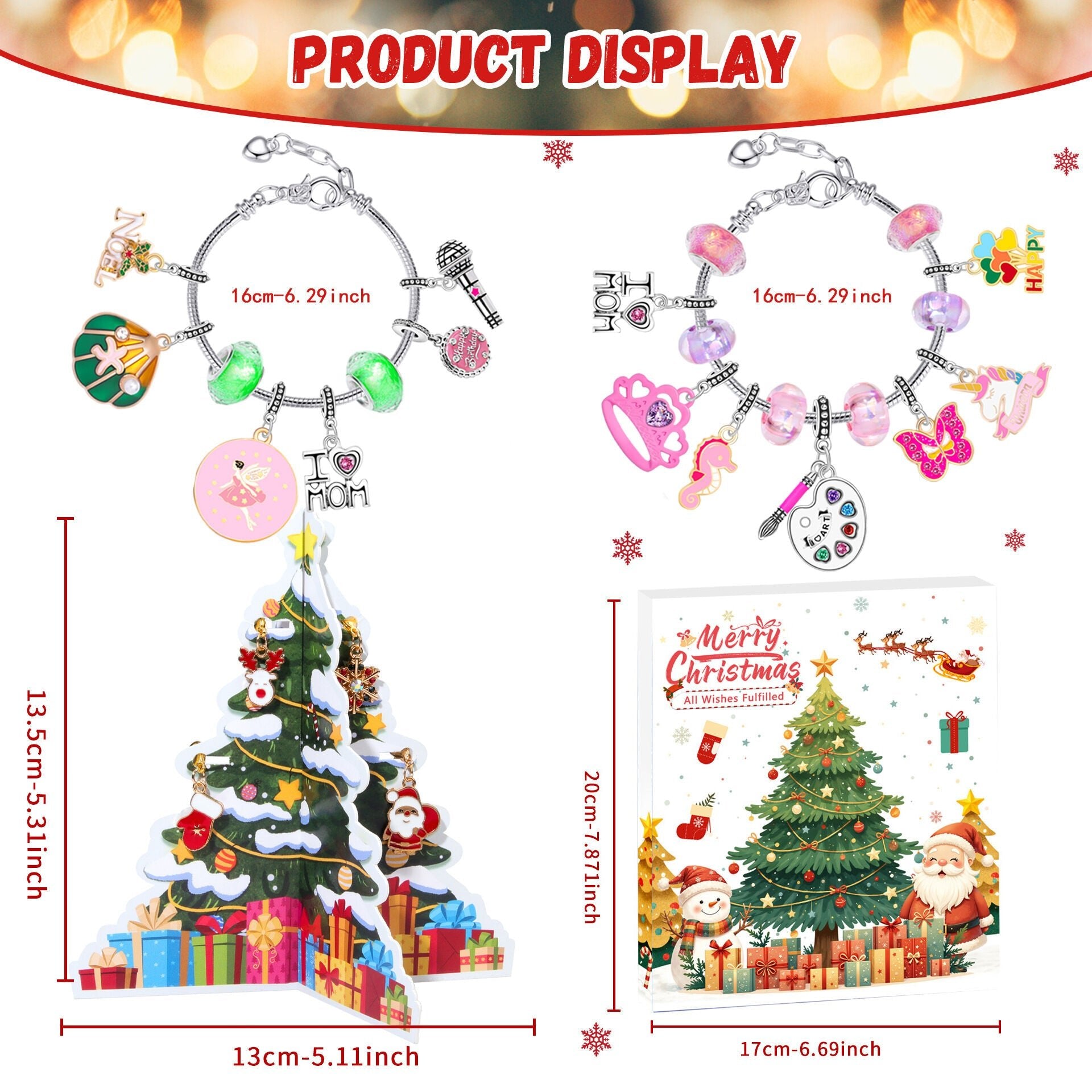Christmas DIY Jewelry & Craft Advent Calendar( YD - 08,20*17*1.3cm) - casaculinary