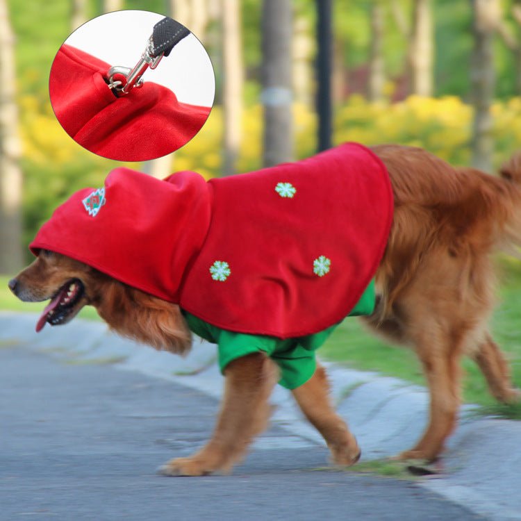 Christmas Dog Costume - Festive Hooded Cape & Green Jumpsuit Outfit (Size : 2XL) - casaculinary