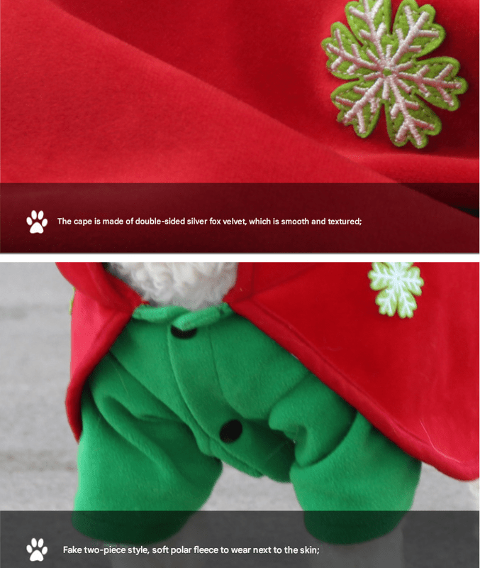 Christmas Dog Costume - Festive Hooded Cape & Green Jumpsuit Outfit (Size : 2XL) - casaculinary