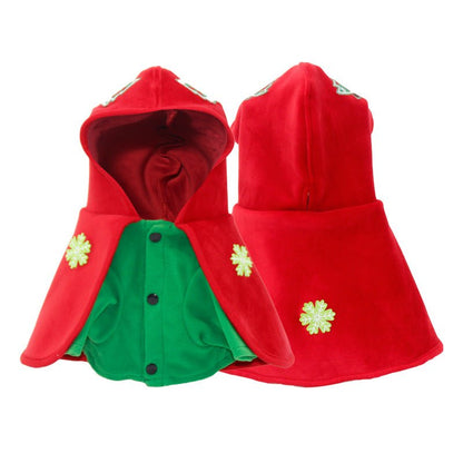 Christmas Dog Costume - Festive Hooded Cape & Green Jumpsuit Outfit (Size : XL) - casaculinary