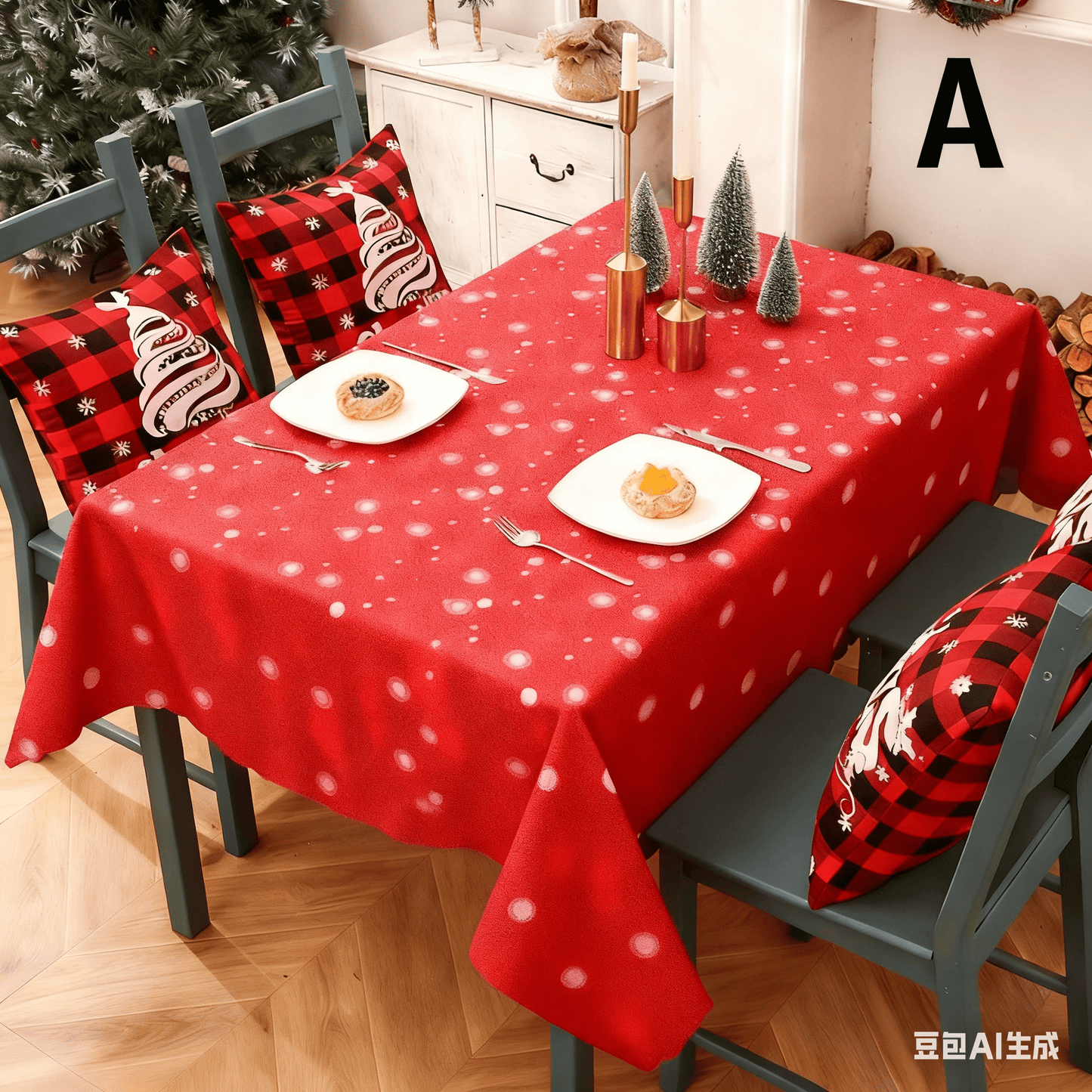 Christmas gift Christmas Tablecloth - Festive 180x150cm Table Cover for Holiday Dining & Home Decor（B） - casaculinary