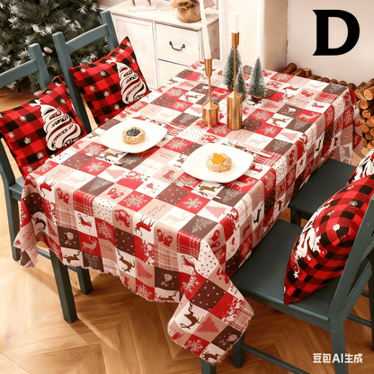Christmas gift Christmas Tablecloth - Festive 180x150cm Table Cover for Holiday Dining & Home Decor（C） - casaculinary