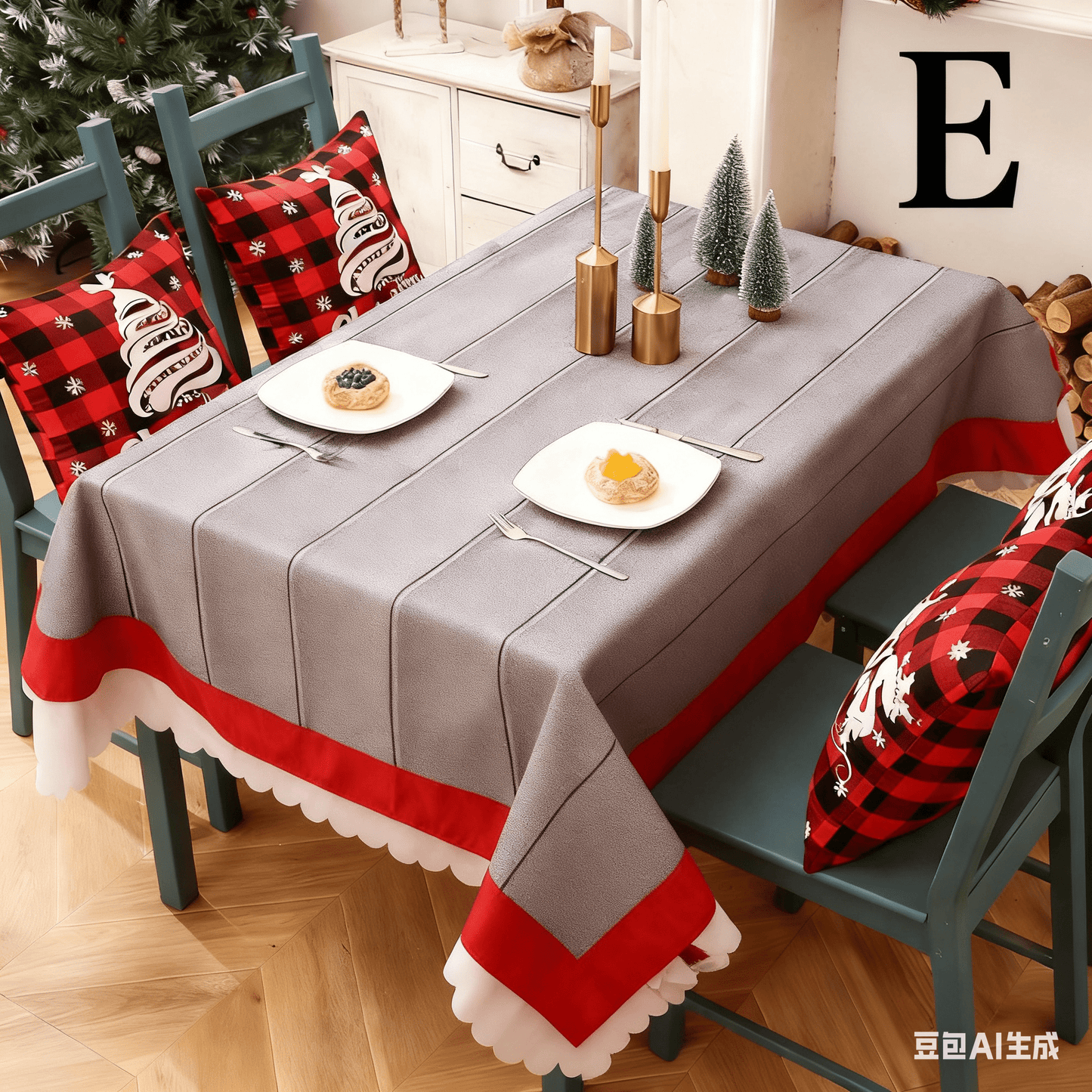 Christmas gift Christmas Tablecloth - Festive 180x150cm Table Cover for Holiday Dining & Home Decor（C） - casaculinary