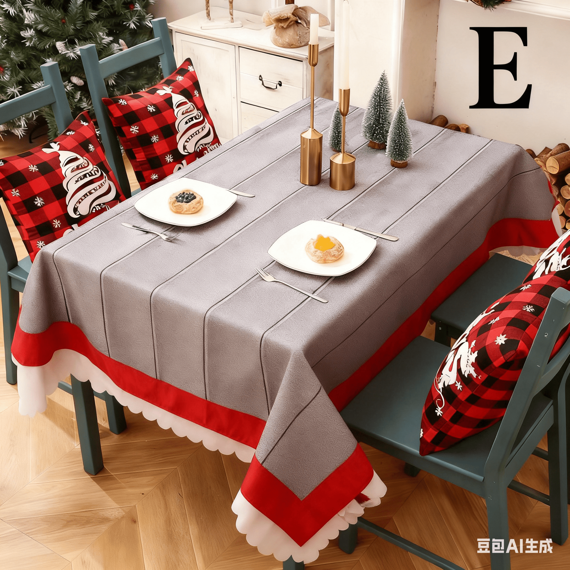 Christmas gift Christmas Tablecloth - Festive 180x150cm Table Cover for Holiday Dining & Home Decor（C） - casaculinary