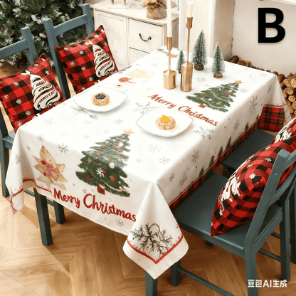 Christmas gift Christmas Tablecloth - Festive 180x150cm Table Cover for Holiday Dining & Home Decor（C） - casaculinary