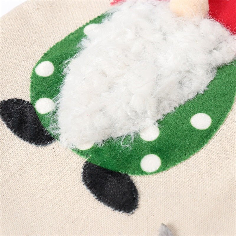 Christmas Gnome Stocking with Red Striped Hat and Decorations - Holiday Decor (3 pieces) 