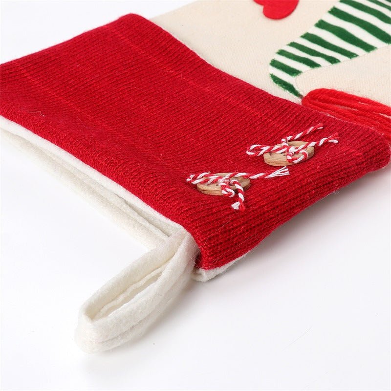 Christmas Gnome Stocking with Red Striped Hat and Decorations - Holiday Decor (3 pieces) 