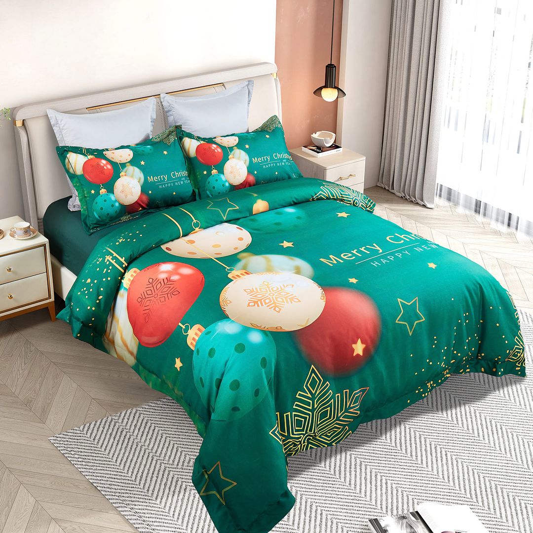Christmas New Year Quilt Cover Set - Queen Size - casaculinary