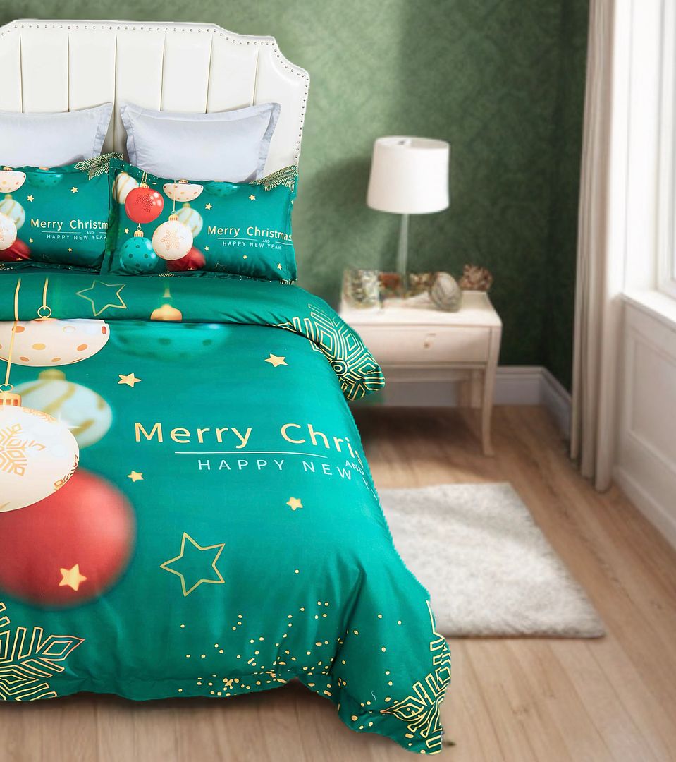 Christmas New Year Quilt Cover Set - Queen Size - casaculinary