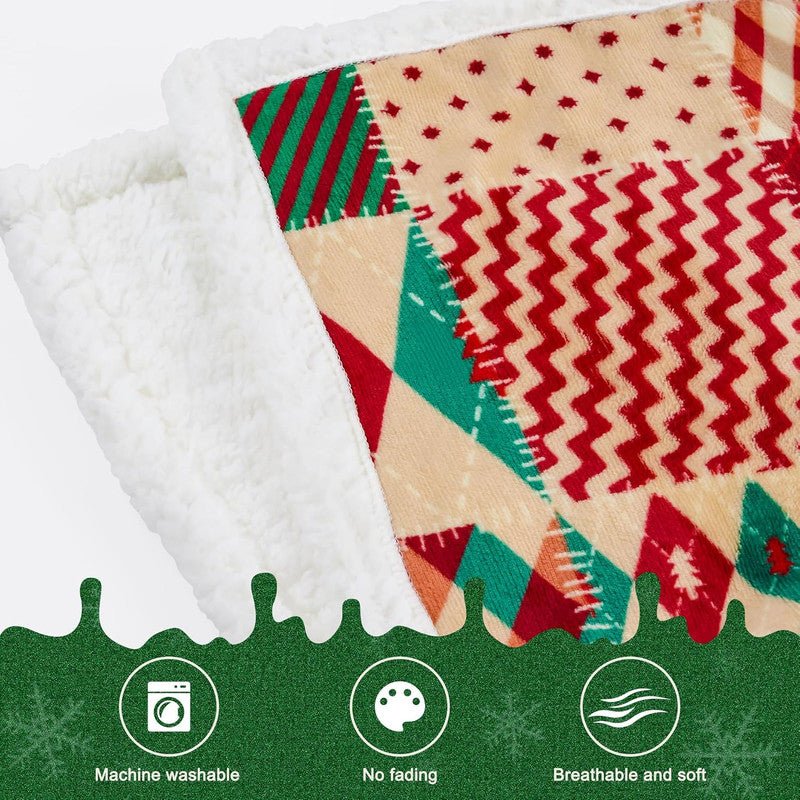 Christmas Throw Blanket, Christmas Decorations Gifts for Women, Sherpa Flannel Fleece Winter Holiday Blanket, Fluffy Cozy Soft Christams Throws for Couch Sofa Bed, DoubleDeer, 50" X 60" - casaculinary