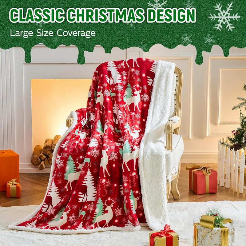 Christmas Throw Blanket, Christmas Decorations Gifts for Women, Sherpa Flannel Fleece Winter Holiday Blanket, Fluffy Cozy Soft Christams Throws for Couch Sofa Bed, ChristamsRhombus, 50" X 60" - casaculinary