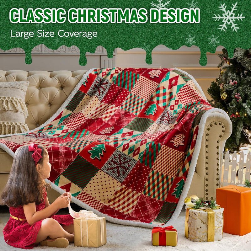 Christmas Throw Blanket, Christmas Decorations Gifts for Women, Sherpa Flannel Fleece Winter Holiday Blanket, Fluffy Cozy Soft Christams Throws for Couch Sofa Bed, DoubleDeer, 50" X 60" - casaculinary