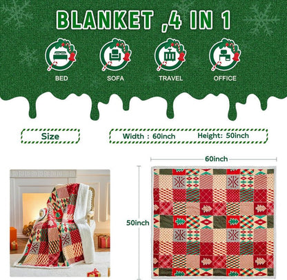 Christmas Throw Blanket, Christmas Decorations Gifts for Women, Sherpa Flannel Fleece Winter Holiday Blanket, Fluffy Cozy Soft Christams Throws for Couch Sofa Bed, DoubleDeer, 50" X 60" - casaculinary