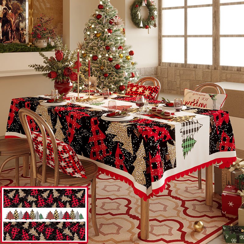 Christmas Tree Pattern Tablecloth - Festive Holiday Dining Table Cover 100*100cm 