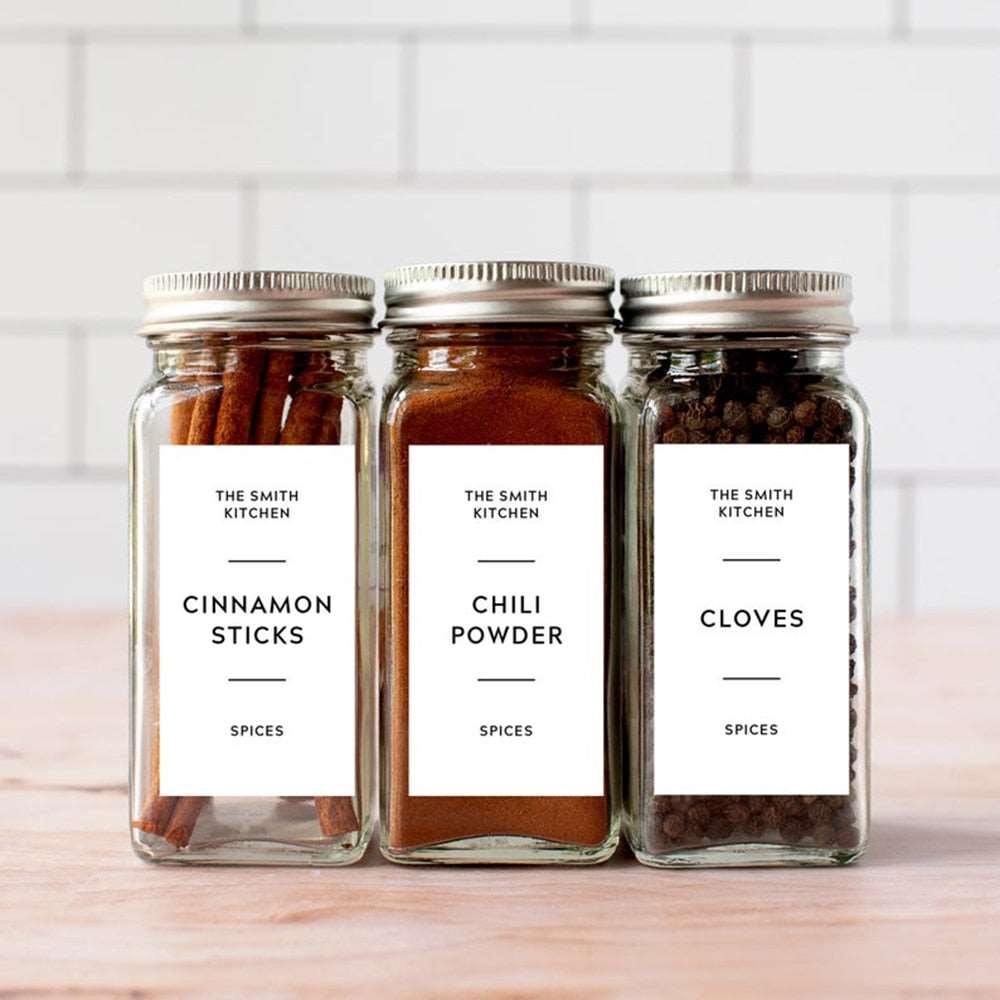 Custom Minimalist Spice & Modern Kitchen Storage Labels 