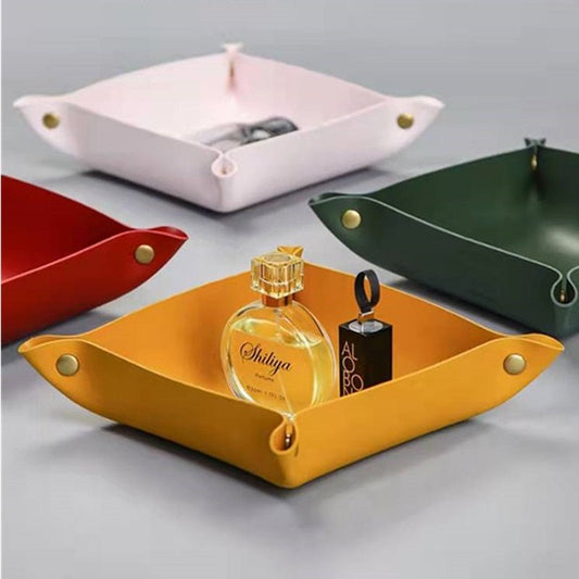 Desktop Storage Tray Leather Key Plate for Decor 