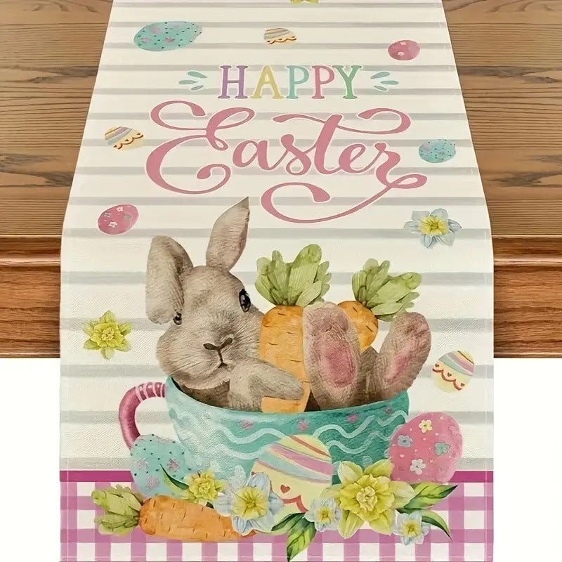 Easter Table Runner - Linen Bunny Decoration, 72 - Inch Set of 2 (Style 1) - casaculinary
