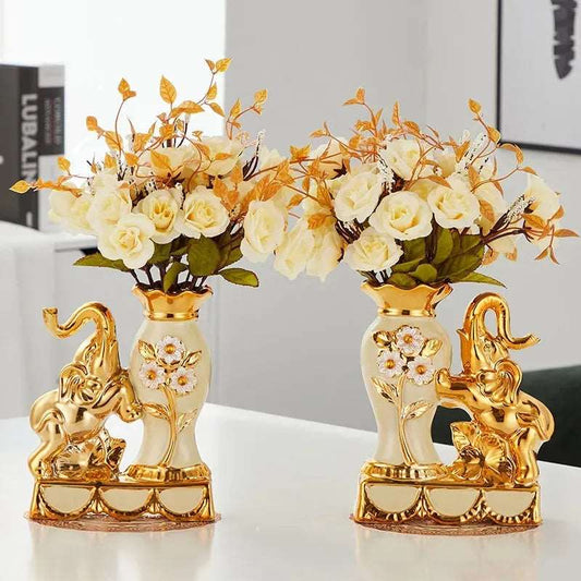 European Style Golden Ceramic Vase for Home Decoration 