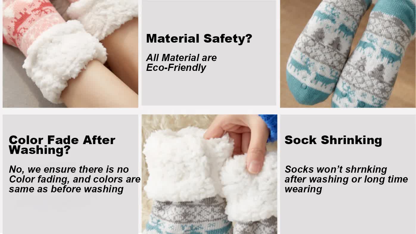 Festive Plush Christmas Socks , Warm Winter Slipper Socks with Snowflake Pattern, Non - slip floor socks Red Snowflake - casaculinary