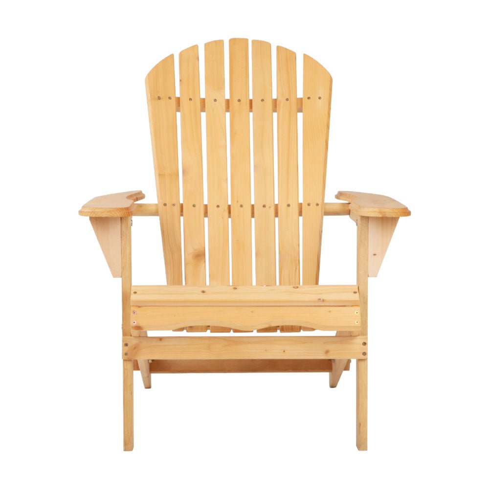 Gardeon Adirondack Outdoor Chairs Wooden Beach Chair Patio Furniture Garden Natural 