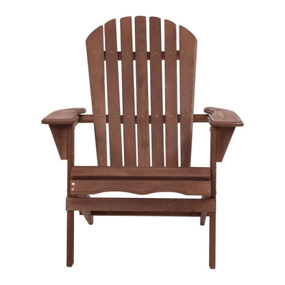 Gardeon Adirondack Outdoor Chairs Wooden Foldable Beach Chair Patio Furniture Brown 