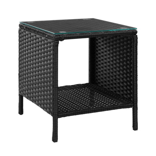 Gardeon Coffee Side Table Wicker Desk Rattan Outdoor Furniture Garden Black 