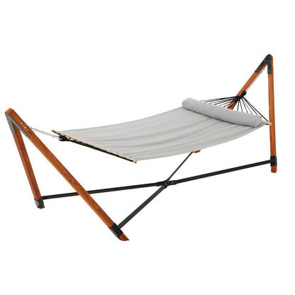 Gardeon Hammock Bed Outdoor Camping Timber Hammock with Stand Grey 