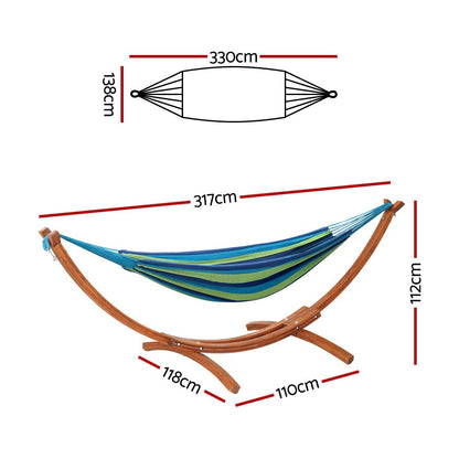 Gardeon Hammock Bed Outdoor Camping Timber Hammock Wooden Stand 