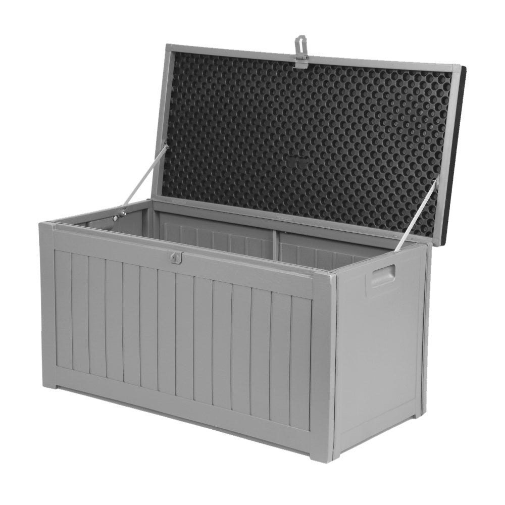 Gardeon Outdoor Storage Box 190L Container Lockable Garden Bench Tool Shed Black 