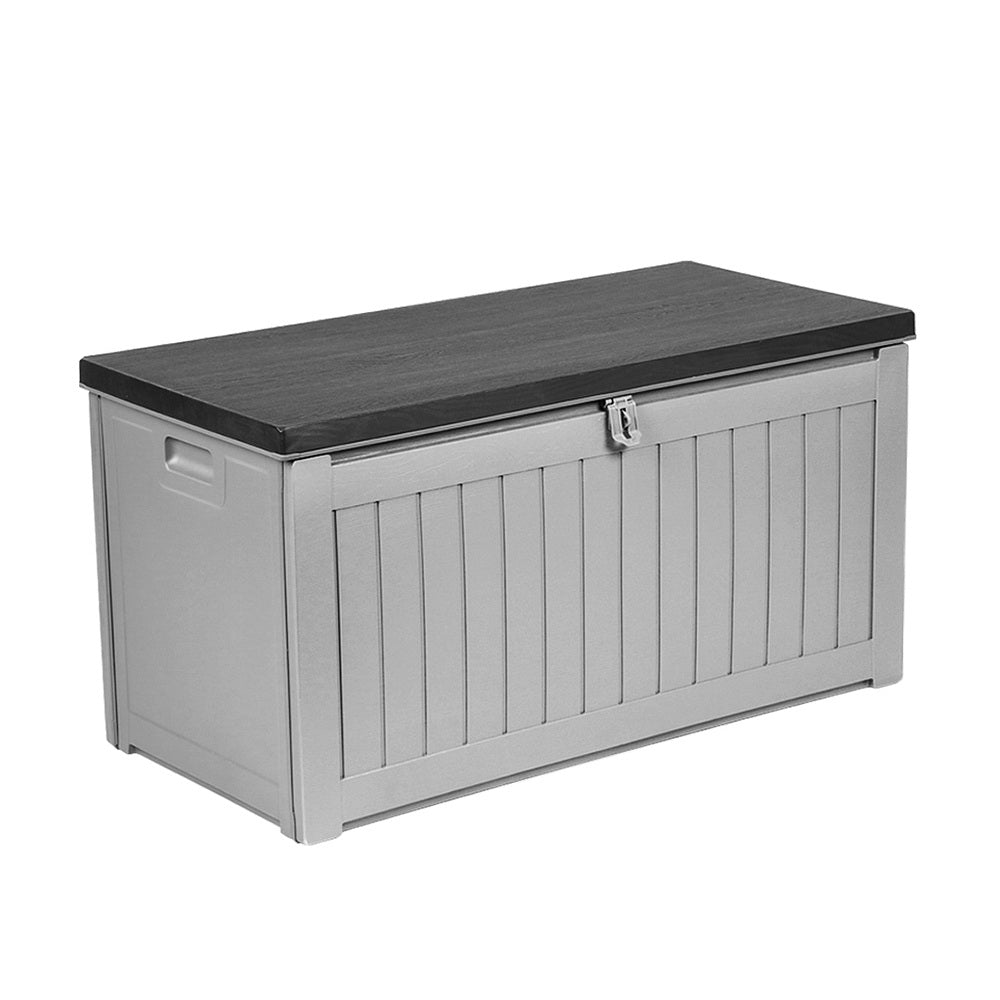 Gardeon Outdoor Storage Box 190L Container Lockable Garden Bench Tool Shed Black 