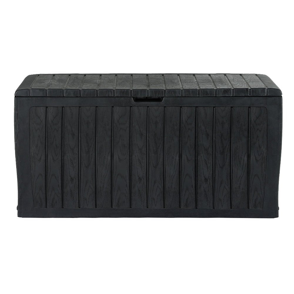 Gardeon Outdoor Storage Box 220L Lockable Organiser Garden Deck Toy Shed Tool Black 