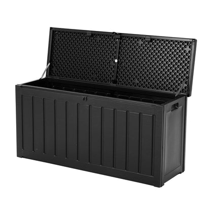 Gardeon Outdoor Storage Box 240L Container Lockable Garden Bench Tool Shed Black 