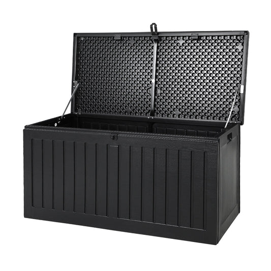 Gardeon Outdoor Storage Box 270L Container Lockable Garden Bench Tool Shed Black 