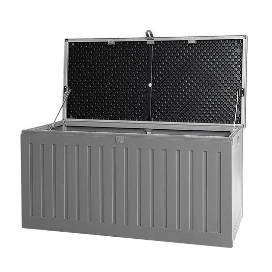 Gardeon Outdoor Storage Box 270L Container Lockable Garden Bench Tool Shed Grey 