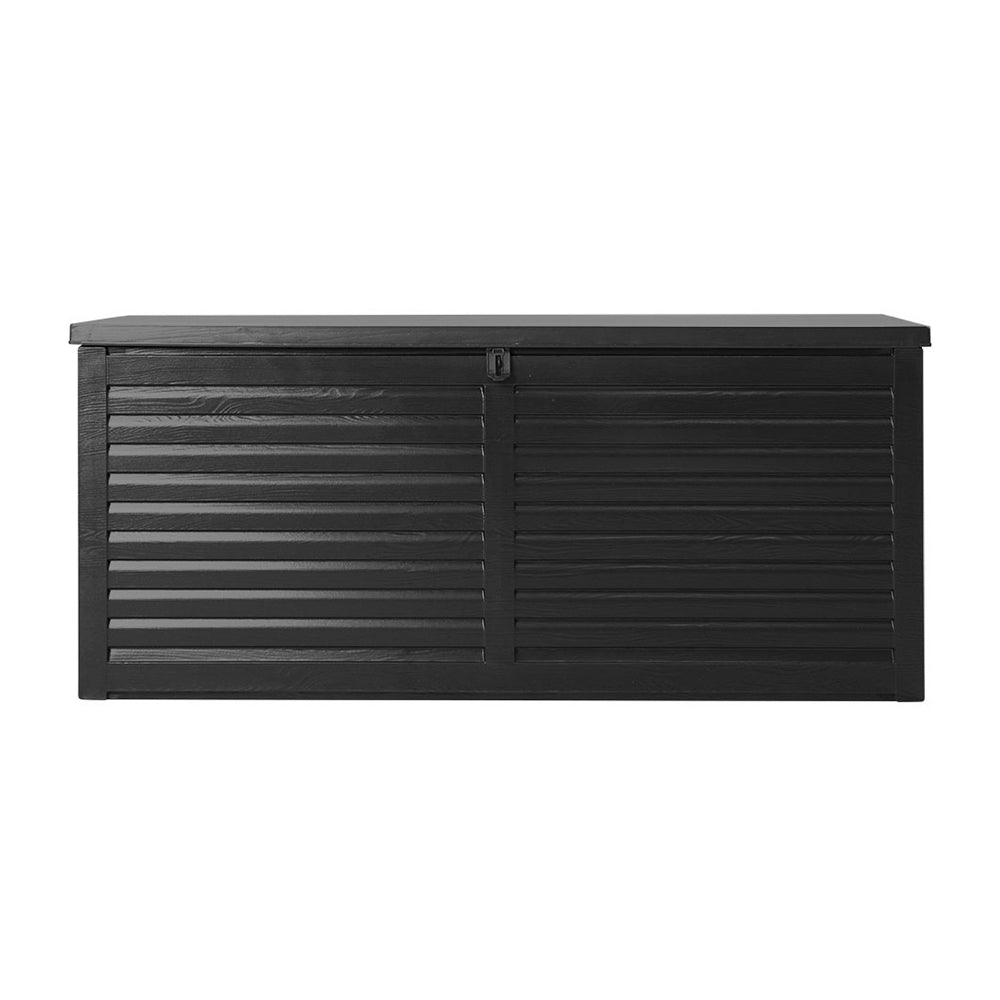 Gardeon Outdoor Storage Box 490L Container Lockable Garden Bench Shed Tools Toy All Black 