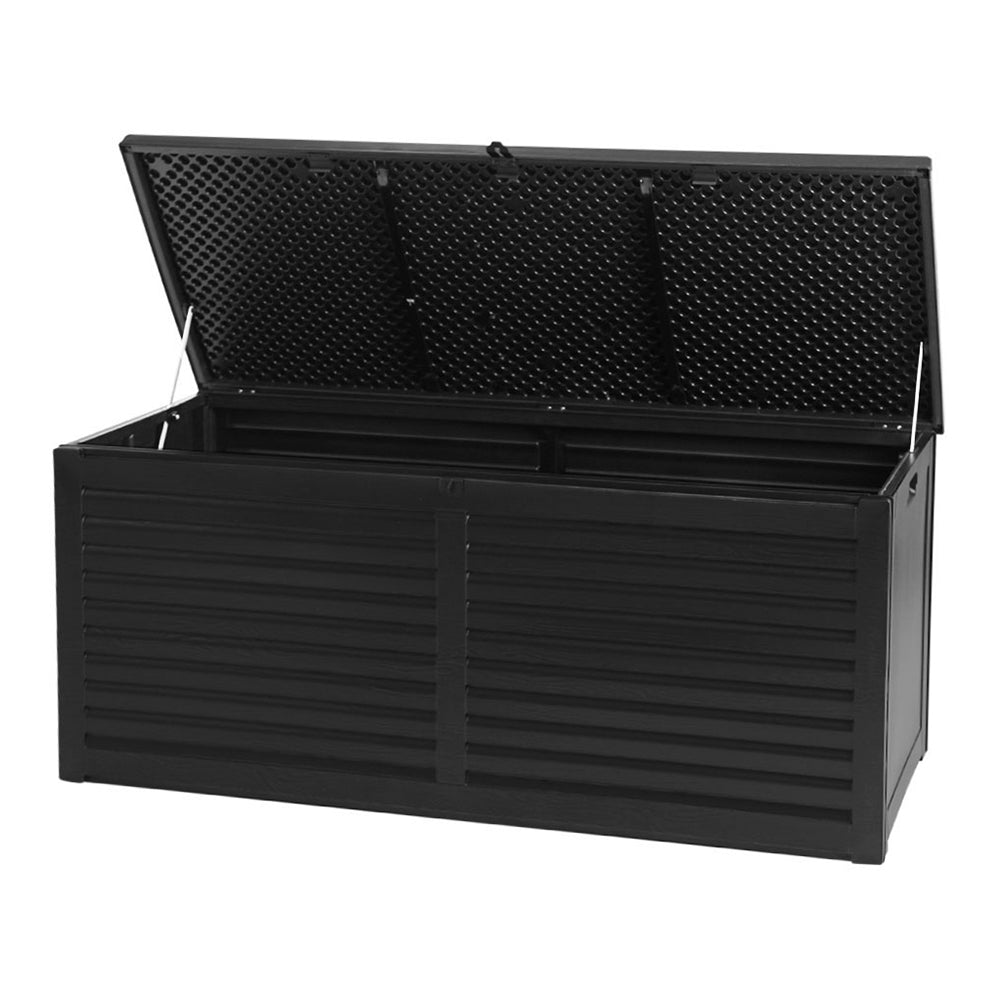 Gardeon Outdoor Storage Box 490L Container Lockable Garden Bench Shed Tools Toy All Black 