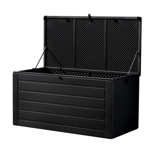 Gardeon Outdoor Storage Box 680L Container Lockable Garden Bench Shed Tool All Black 