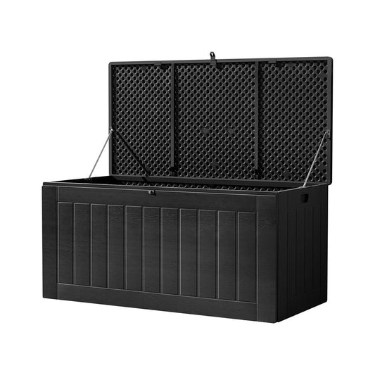 Gardeon Outdoor Storage Box 830L Container Lockable Bench Tool Shed All Black 