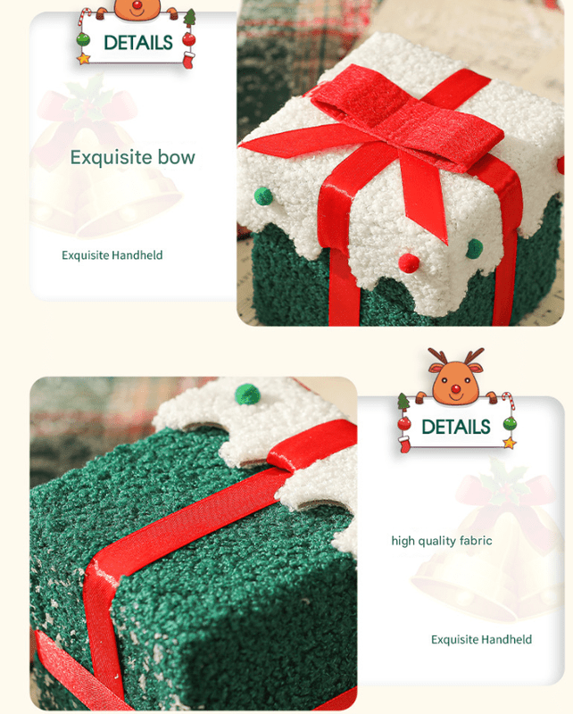 Green White Butterfly Knot Style Premium 2 - Piece Christmas Apple Gift Box Set - High - End Thick Flannel Festive Candy & Present Boxes - casaculinary
