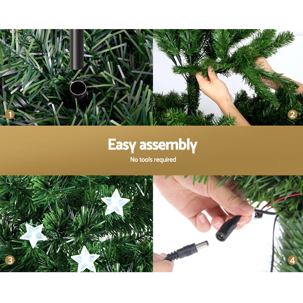 Jingle Jollys 1.2m Christmas Tree Optic Fibre LED Xmas tree Multi Colour - casaculinary