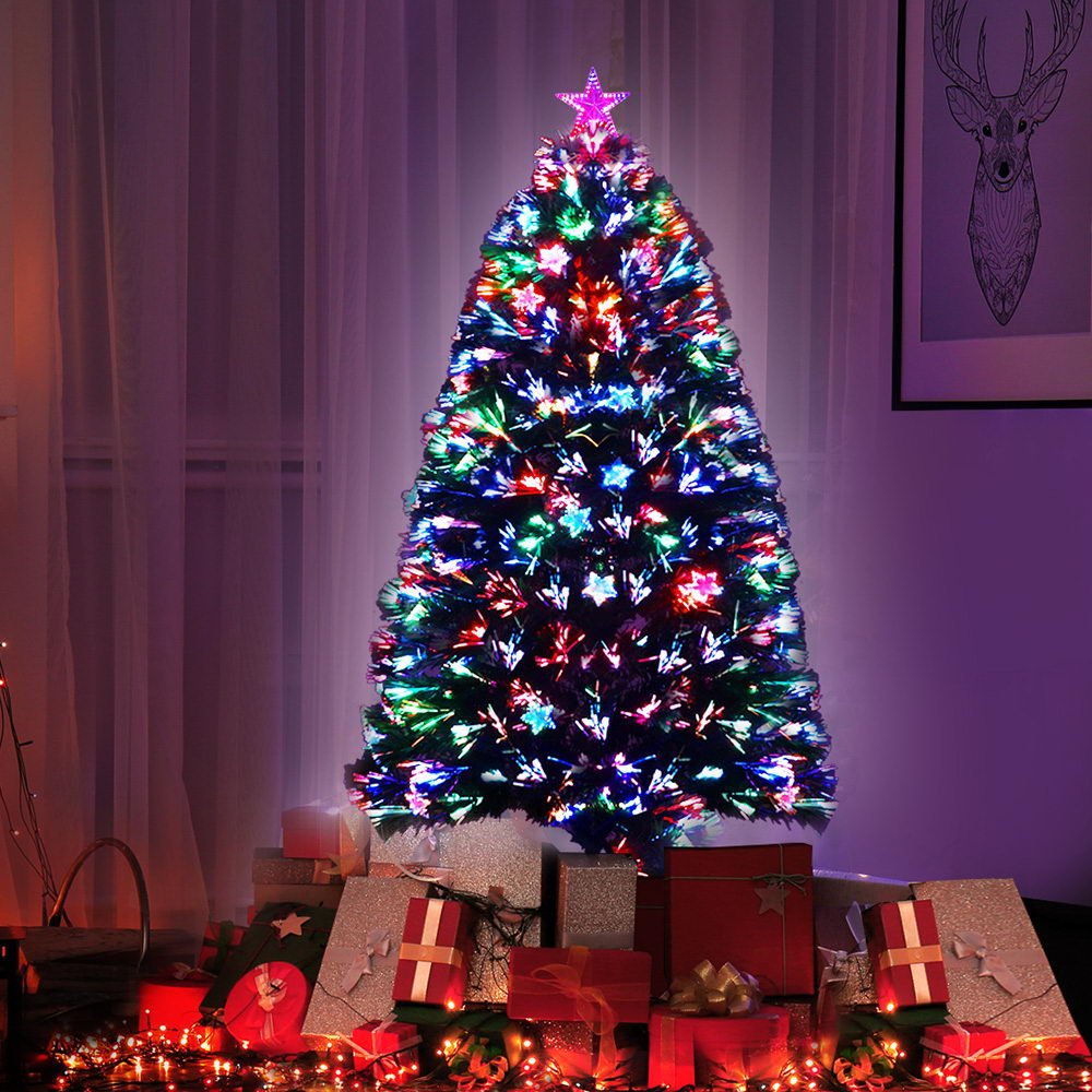 Jingle Jollys 1.2m Christmas Tree Optic Fibre LED Xmas tree Multi Colour - casaculinary