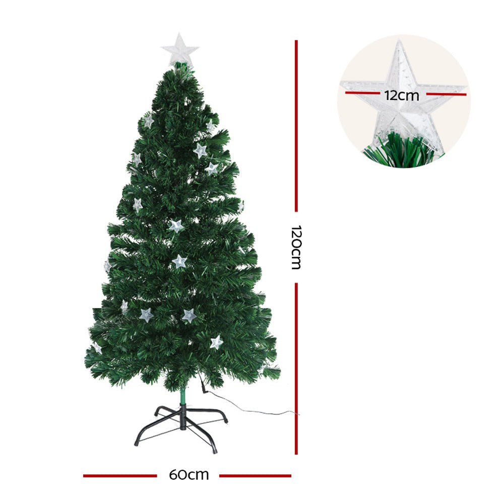 Jingle Jollys 1.2m Christmas Tree Optic Fibre LED Xmas tree Multi Colour - casaculinary